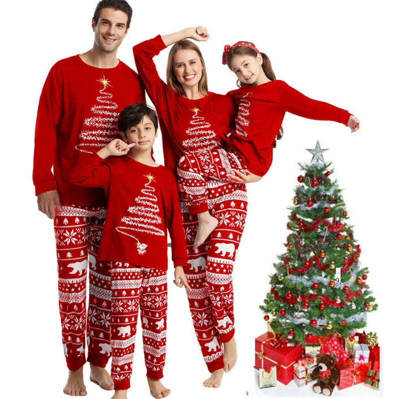 2024 Family Matching Outfits Red Christmas Pajamas Sets Father Mother Daughter and Son Pyjamas Aldult Kids Xmas Family Clothing