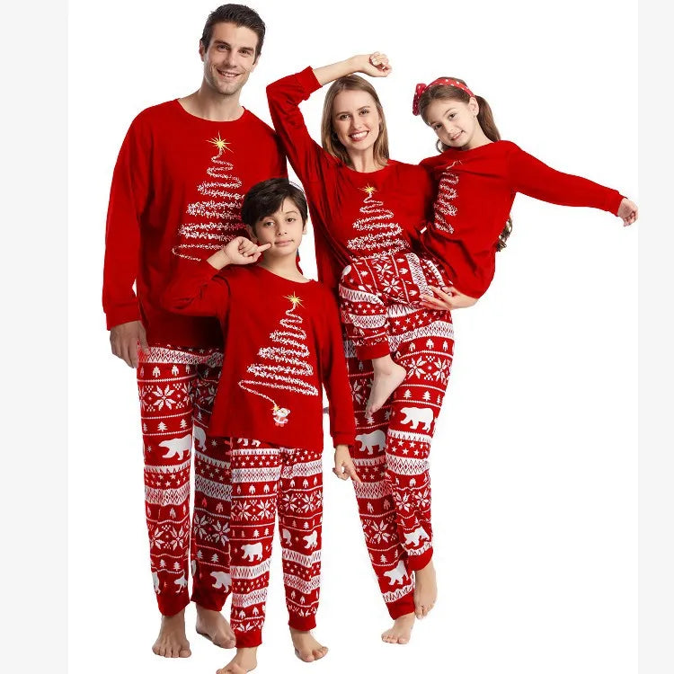 2024 Family Matching Outfits Red Christmas Pajamas Sets Father Mother Daughter and Son Pyjamas Aldult Kids Xmas Family Clothing